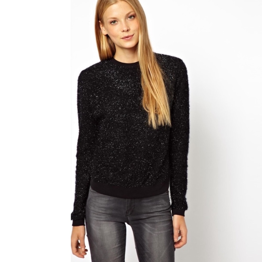 ECWO • ASOS Sparkle Tinsel Black Sweater Top